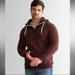 Men’s Outpost Makers Burgundy/Red/Brown Hooded Quarter Zip Sweatshirt Size XXXL